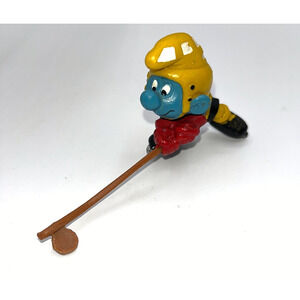 Vintage Super Smurf Ice Hockey Cake Topper Gag Gift Christmas Gift Hockey Smurf